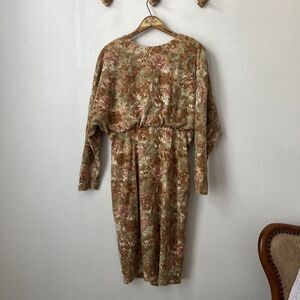 VTG Selina Creatif muted floral long sleeve‎ midi knee length dress wool? M